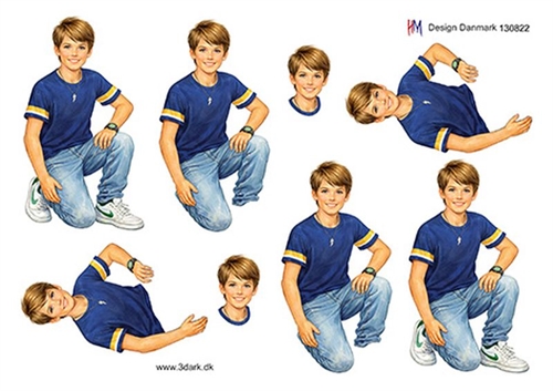 3D Dreng der sidder på knæ